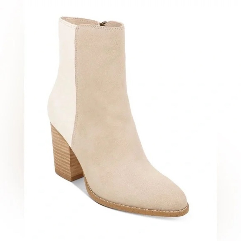 Splendid Kimberley Suede Booties in Taupe & Cream